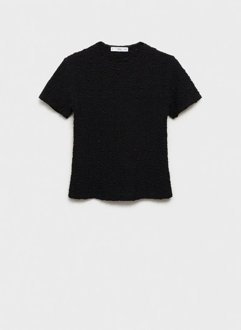 MANGO Textured Cotton-Blend T-Shirt