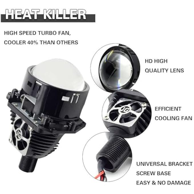 ريحني طقم تعديل عدسة جهاز عرض ثنائي زينون أزرق 30 بوصة مع وظيفة شعاع عالي ومنخفض، شعاع تركيز أبيض 6000 كلفن 25000 لومن، خط قطع واضح، بدون حجب، ترقية سيارة قادمة، عدسة جهاز عرض ثنائي زينون - Image 2