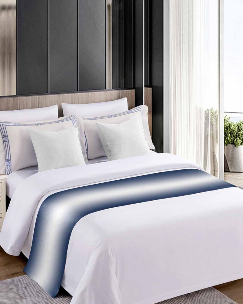 Navy Blue Ombre Bed Runner For Cal King Size Bed 102x20 Inches Modern Abstract Decorative Bed Throw - Image 5