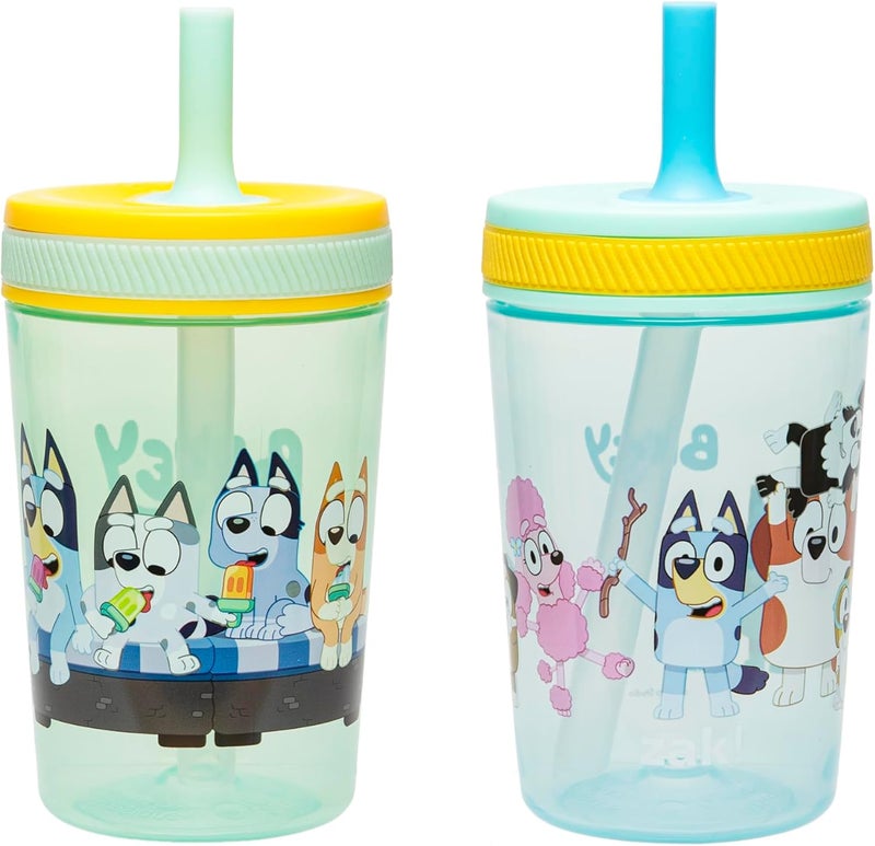 Zak Designs Bluey Kelso Toddler Cups For Travel or At Home, 15oz 2-Pack Durable Plastic Sippy Cups With Leak-Proof Design is Perfect For Kids (Bluey & Friends) - Image 1