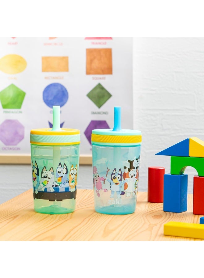 Zak Designs Bluey Kelso Toddler Cups For Travel or At Home, 15oz 2-Pack Durable Plastic Sippy Cups With Leak-Proof Design is Perfect For Kids (Bluey & Friends) - Image 3