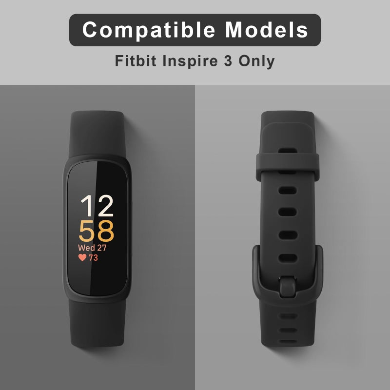 Meliya for Fitbit Inspire 3 Bands Women Men, Soft Silicone Adjustable Wristband Replacement Sport Straps Compatible with Fitbit Inspire 3 Fitness Tracker (Black) - Image 2