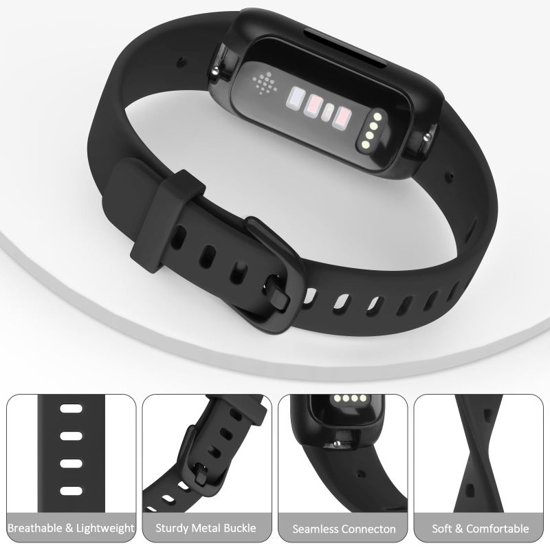Meliya for Fitbit Inspire 3 Bands Women Men, Soft Silicone Adjustable Wristband Replacement Sport Straps Compatible with Fitbit Inspire 3 Fitness Tracker (Black) - Image 4