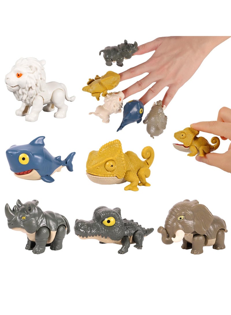SOLARAE 6pcs Finger Biting Toys, Finger Bite Animals Figure, Chomp Toys Plastic, Novelty Finger Toys, Hand Dolls Props, Movable Joint Toys, Animal Action Figures for Boys Kids Birthday Party Holiday - Image 1