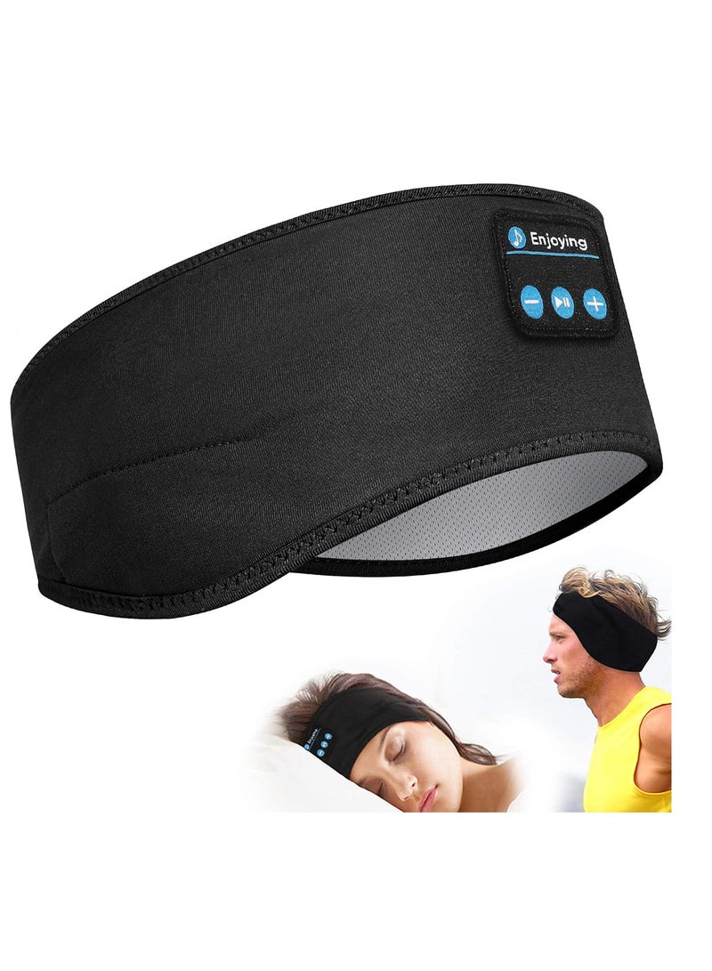 Wireless Headband Sleeping Headphones, Long Playing Sleeping Headphones with Built-in Speaker for Sports, Running, Yoga, Traveling (Black) - Image 1