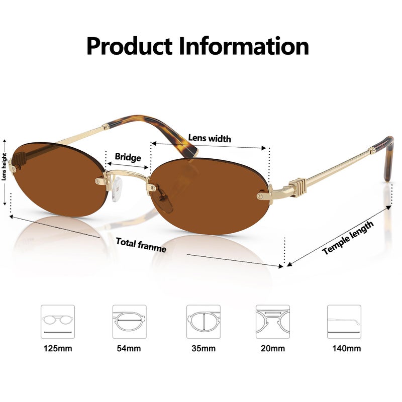 TYA Retro Small Oval Sunglasses for Women Men, 2026 Trendy Rimless Sun Glasses Fashion Narrow Shades Y2K Designer Sunnies - Image 4