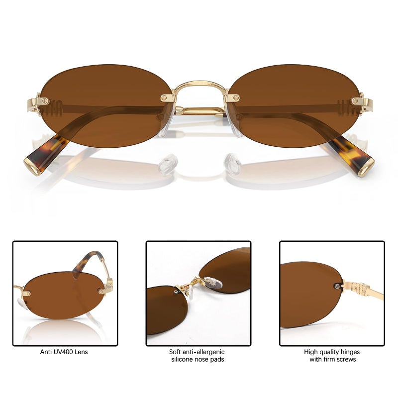 TYA Retro Small Oval Sunglasses for Women Men, 2026 Trendy Rimless Sun Glasses Fashion Narrow Shades Y2K Designer Sunnies - Image 5