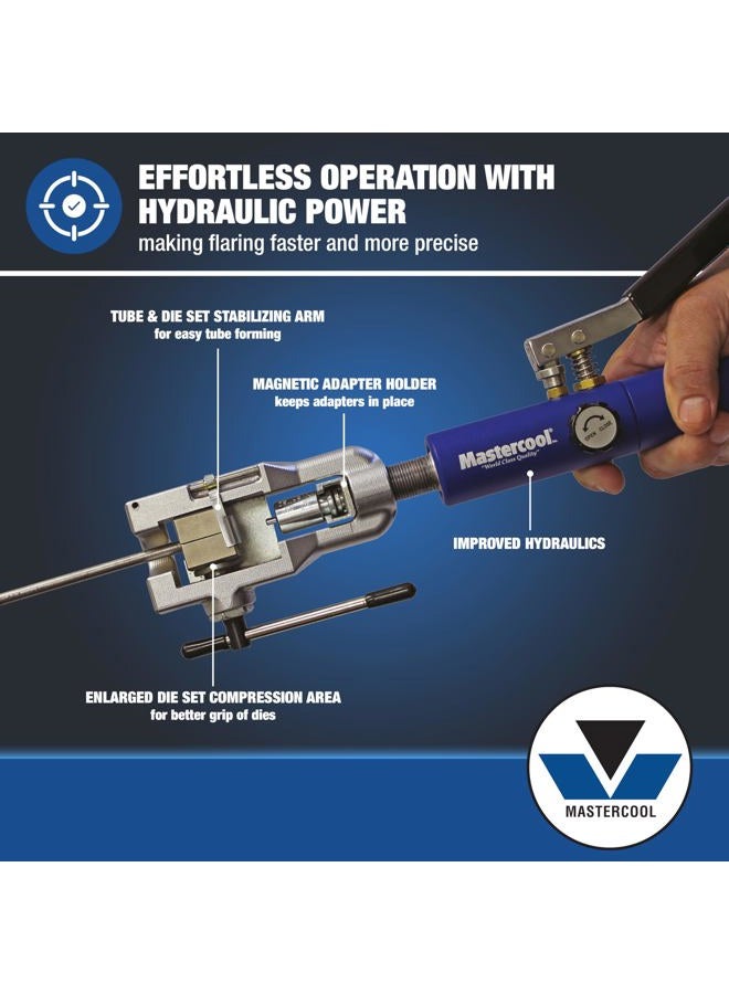 Mastercool 72475-PRC Universal Hydraulic Flaring Tool Set with Tube Cutter, Blue and Silver - Image 5