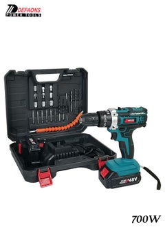 DEFAONS 48V Cordless Drill with 700W Power, 32Nm Torque, 10mm Chuck And 2 Li-ion Batteries, High-Speed Electric Drill Set For Drilling And Screw Driving – Complete With Drill Bits And Accessories  - Image 1