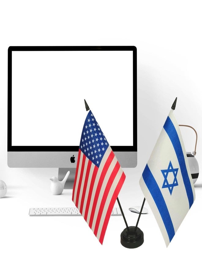 Zigvert American & Israel Desk Flag, 8.2" x 5.5", Polyester, 2-Piece Set for Room Display - Image 2