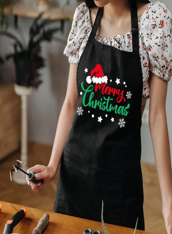 POTALKFREE Christmas Aprons for Women with Pockets, Grilling Aprons for Men BBQ Grill Cooking, Xmas Gifts for Women Mom Wife Husband Dad Family Friends, Christmas Decorations for Party - Image 4
