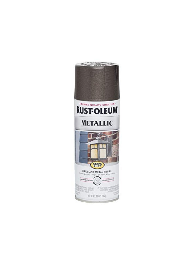 RUST-OLEUM رش طلاء معدني من راست-أوليوم 7272830 يوقف الصدأ، 11 أونصة، برونزي داكن - Image 1