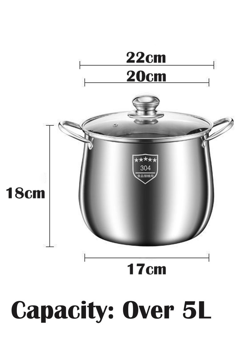 A 5L+ 304 stainless steel large-belted soup pot with a steaming rack, which can be used for boiling soup, steaming vegetables, draining water, etc - Image 2