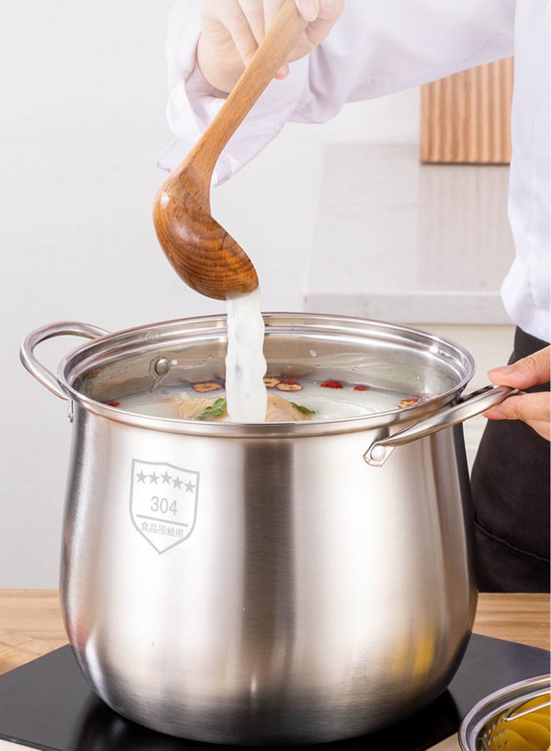 A 5L+ 304 stainless steel large-belted soup pot with a steaming rack, which can be used for boiling soup, steaming vegetables, draining water, etc - Image 5