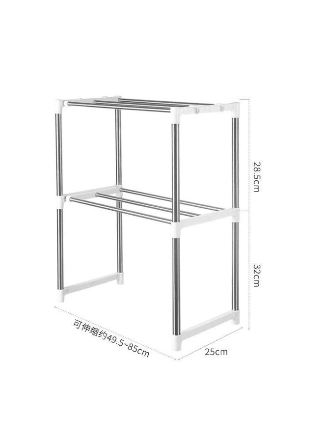 Double-Layer Kitchen Storage Rack for Microwave and More, Stainless Steel.