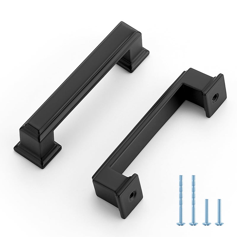 Ravinte Hardware 10 Pack Matte Black Cabinet Pulls, 3 Inch (76mm) Hole Center Zinc Alloy Drawer Handles for Kitchen Cabinets, Cupboards, Dressers, Square Solid Metal Hardware - Image 1