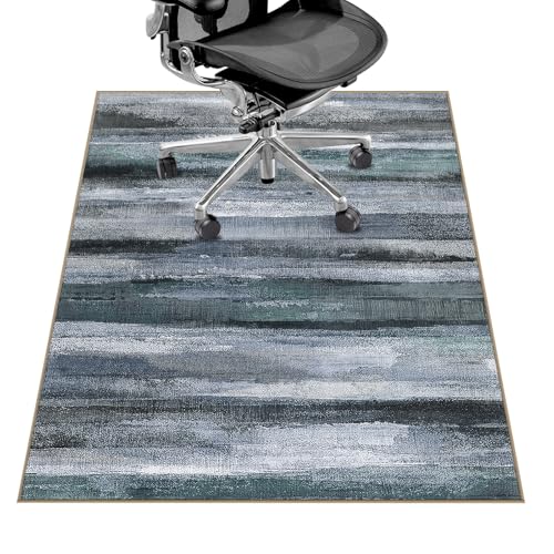 Lreedy Office Chair Mat for Hardwood FloorTile Floor36X 48 Heavy Duty Desk Chair Mat for Hard FloorsUnder Desk Rug for Rolling Computer ChairAnti SlipLow Pile Carpet FloorAbstract Dark Grey - Image 1