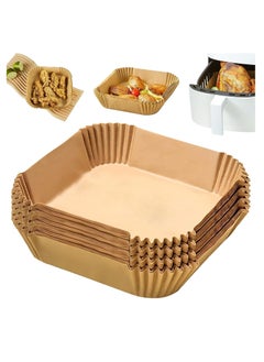 Home Care 100pcs Air Fryer Disposable Paper Liners，Non Stick Parchment Paper for Air Fryer Liners，Square Food Grade Baking Paper for Air Fryer，16cm/6.3inch，Brown  - Image 1