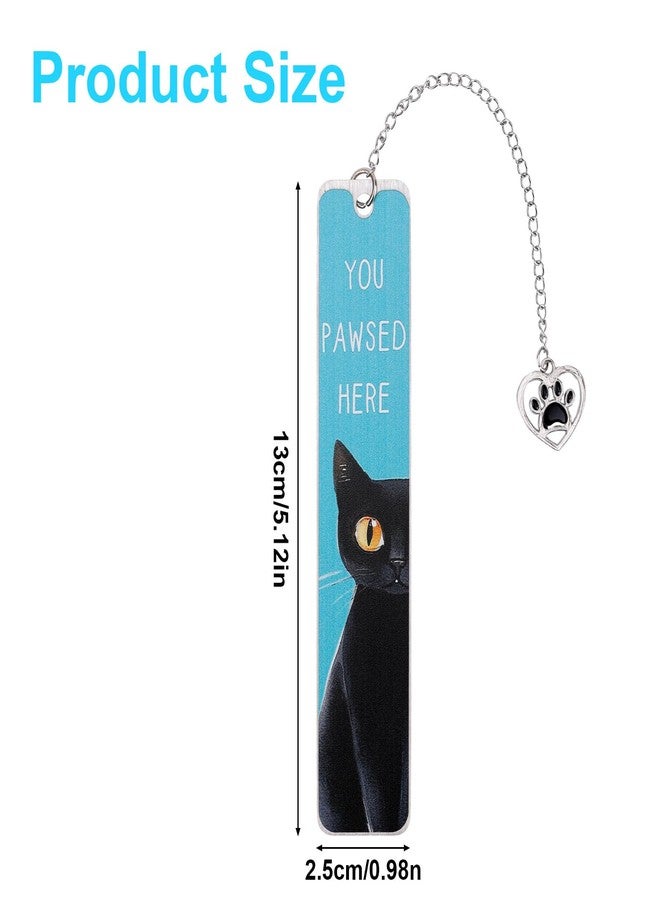 Penitue Cute Cat Bookmark, Black Metal Cat Bookmarks with Heart Pendent Reading Gifts Fit Readers Students Teachers Kitten Animal Book Markers Book Accessories for Reading - Image 2