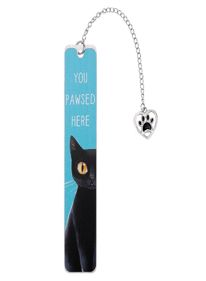 Penitue Cute Cat Bookmark, Black Metal Cat Bookmarks with Heart Pendent Reading Gifts Fit Readers Students Teachers Kitten Animal Book Markers Book Accessories for Reading - Image 1