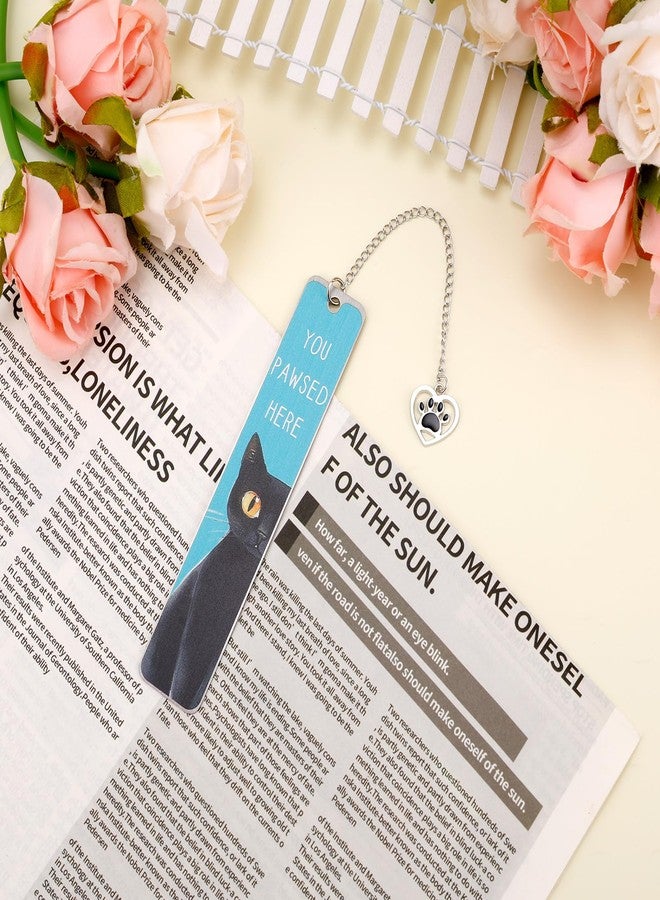 Penitue Cute Cat Bookmark, Black Metal Cat Bookmarks with Heart Pendent Reading Gifts Fit Readers Students Teachers Kitten Animal Book Markers Book Accessories for Reading - Image 3