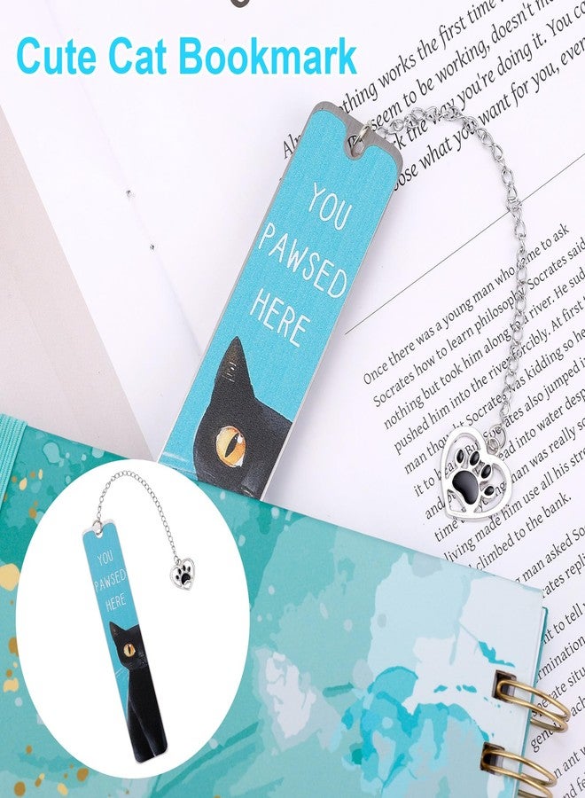 Penitue Cute Cat Bookmark, Black Metal Cat Bookmarks with Heart Pendent Reading Gifts Fit Readers Students Teachers Kitten Animal Book Markers Book Accessories for Reading - Image 5