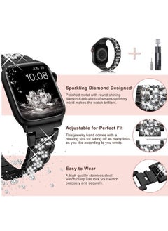RiZOW RiZOW Stainless Steel Metal Strap Compatible with iwatch Apple Series Watch 7/6/5/4/3/2/1/SE Replacement band 42mm 44mm 45mm - Black  - Image 2