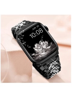 RiZOW RiZOW Stainless Steel Metal Strap Compatible with iwatch Apple Series Watch 7/6/5/4/3/2/1/SE Replacement band 42mm 44mm 45mm - Black  - Image 5