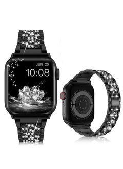 RiZOW RiZOW Stainless Steel Metal Strap Compatible with iwatch Apple Series Watch 7/6/5/4/3/2/1/SE Replacement band 42mm 44mm 45mm - Black  - Image 1