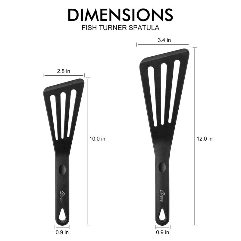 HOTEC 600â„‰ Heat Resistant Silicone Slotted Fish Turner Spatula Set, BPA Free Flipper Cooking Spatulas, for Non Stick Cookware Dishwasher Safe, Black - Image 2