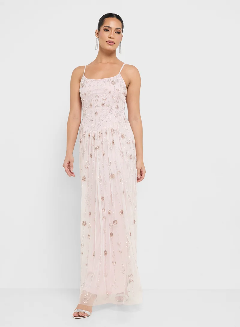 نمشي x Corset Bodice Bead Embroidered Dress
