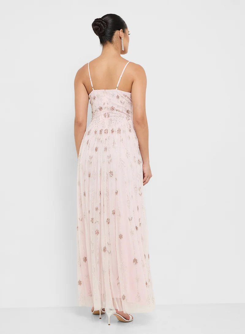 نمشي x Corset Bodice Bead Embroidered Dress