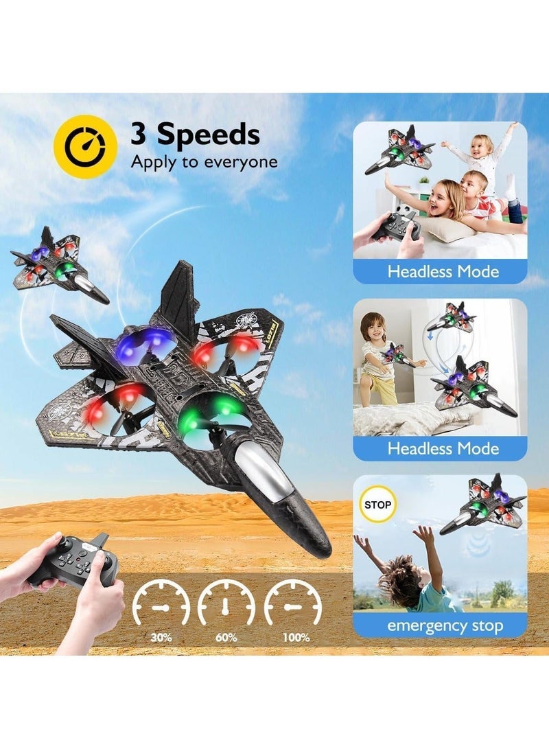 DUSALA Foam Drone RC Airplane for Kids & Beginners – Remote Control Fighter Jet with LED Lights, Auto Hovering, 360° Flip, 2.4GHz RC Plane, USB Rechargeable Quadcopter, Stunt Jet Toy Gift for Boys & Adults - Image 2