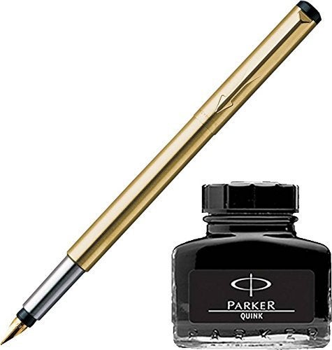 Parker Vector Gold GT Fountain Pen + Quink Ink Bottle - Black (30ML) - Image 5
