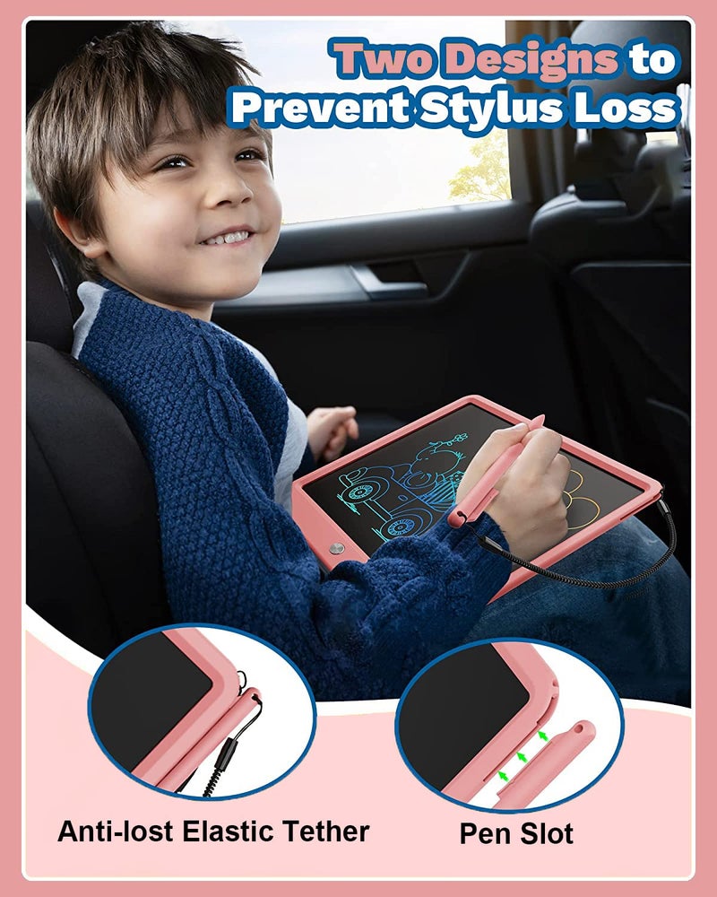 proffisy LCD Writing Tablet, 12Inch/30.4 cm Erasable Writing Pad, Paperless Digital Tablet E-Writer Pad for Kids Children at Home and School(Multicolor-Pink) - Image 4