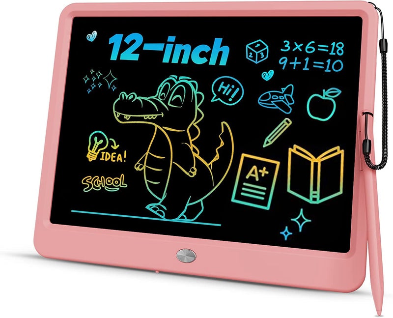 proffisy LCD Writing Tablet, 12Inch/30.4 cm Erasable Writing Pad, Paperless Digital Tablet E-Writer Pad for Kids Children at Home and School(Multicolor-Pink) - Image 1