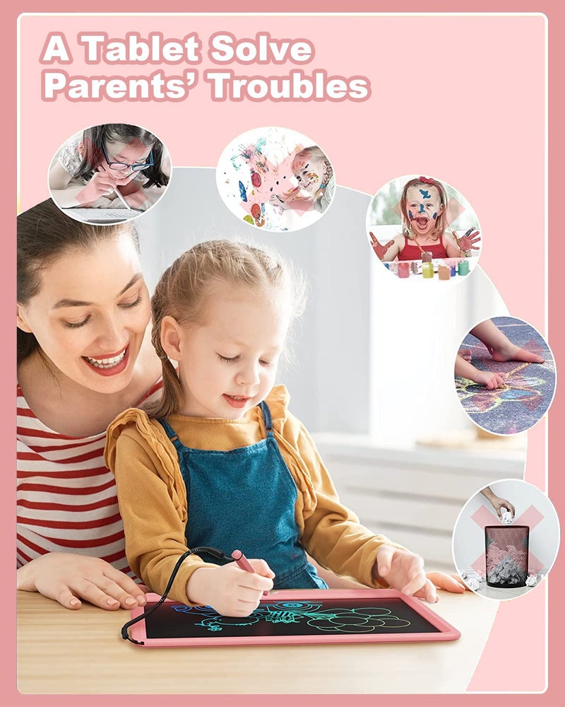proffisy LCD Writing Tablet, 12Inch/30.4 cm Erasable Writing Pad, Paperless Digital Tablet E-Writer Pad for Kids Children at Home and School(Multicolor-Pink) - Image 5