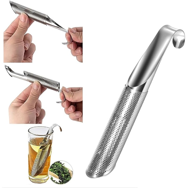 Stainless Steel Tea Diffuser, 2024 Upgrade Tea Artifact Creative Pipe Stainless Steel Tea Infuser with Hanging Hook Handle Fine Holes Tea Interval Diffuser or Loose Tea Leaf Coffee - Image 1