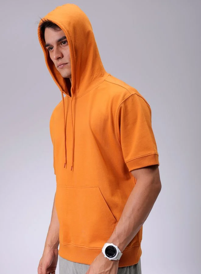 The Indian Garage Co Men Oversized Solid Overhead Hooded Sweatshirt