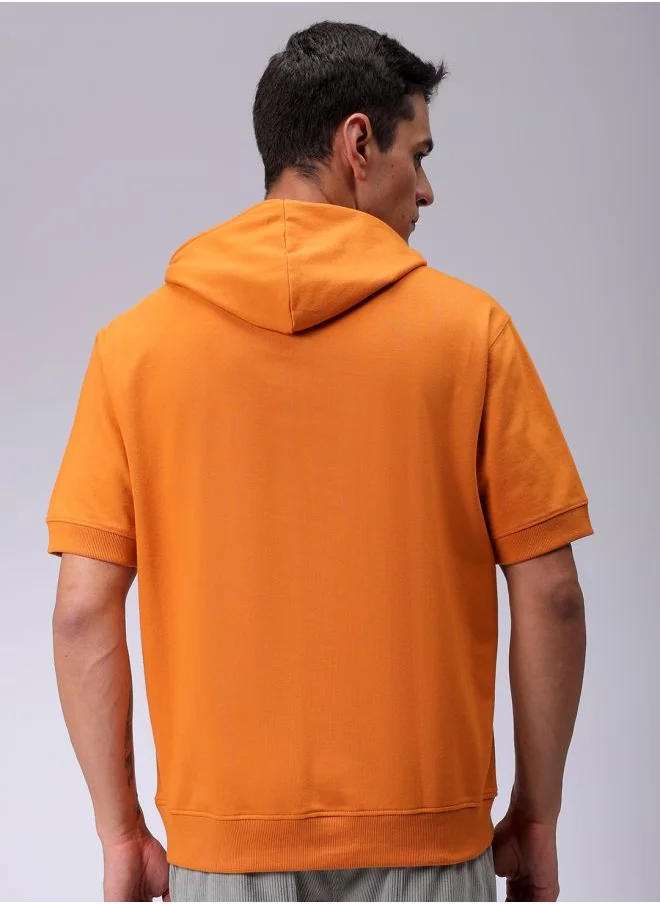 شركة المرآب الهندية Men Oversized Solid Overhead Hooded Sweatshirt