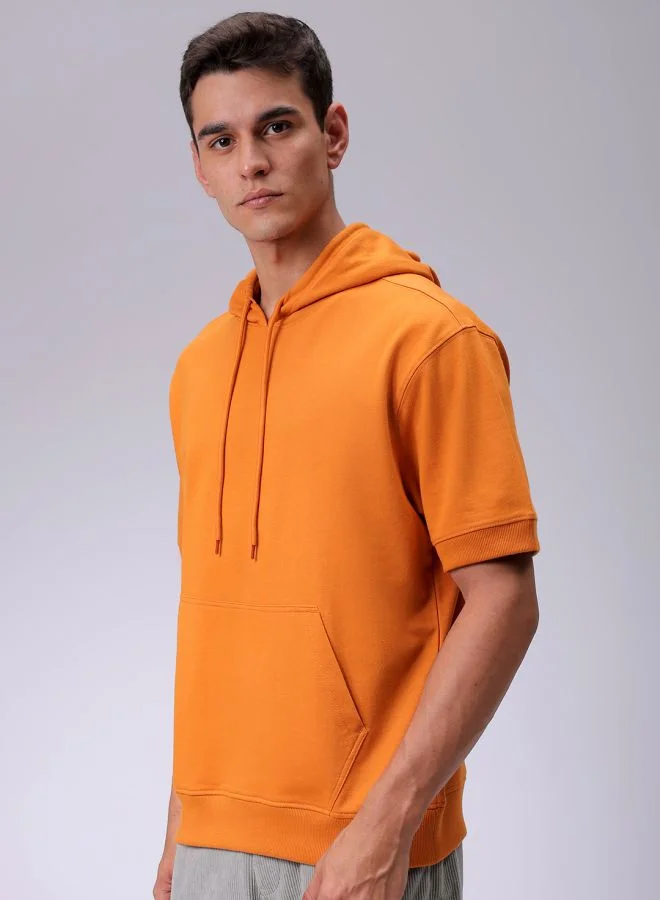 The Indian Garage Co Men Oversized Solid Overhead Hooded Sweatshirt