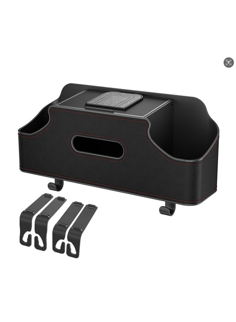 Brinaoki Multi functional car rear seat backrest storage box, portable paper tissue box, wet wipe box, car 2-in-1 water cup beverage holder, travel phone holder (with hook) - Image 1
