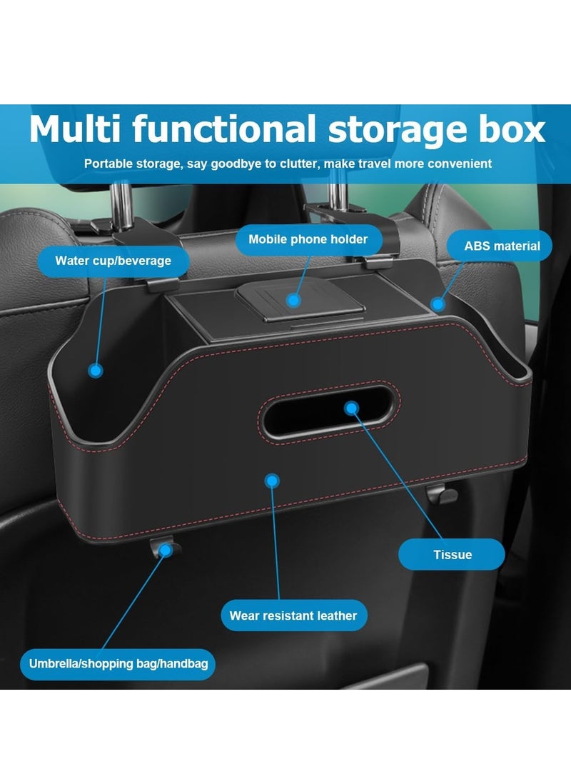Brinaoki Multi functional car rear seat backrest storage box, portable paper tissue box, wet wipe box, car 2-in-1 water cup beverage holder, travel phone holder (with hook) - Image 4