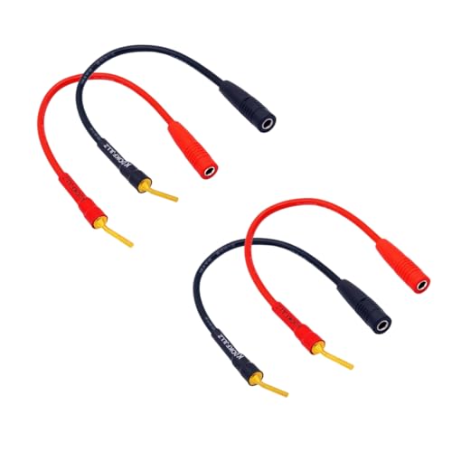 KOOKFJLLZ 2mm to 4mm Banana Plug Adapter Cable - Speaker Wire Connectors with Gold Plated Contacts, 8 Inch Audio Adapter for Amplifiers and Home Theater (4-Pack) - Image 1
