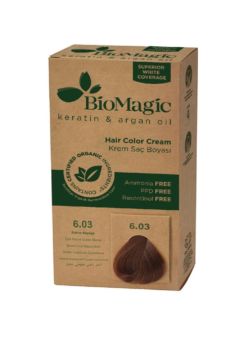 Hair dye 6/03 natural dark golden blonde 60 milliliters