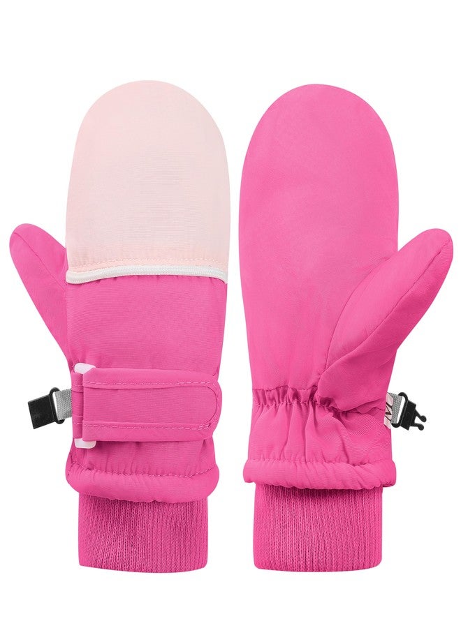 ENBAOHUI Baby Waterproof Mittens Threaded waterproof Mitten Fleece Lined Glove Kids Snow Ski Mitten for Boys Girls 6Months-5T, Pink&rose, 6Months-3T - Image 3