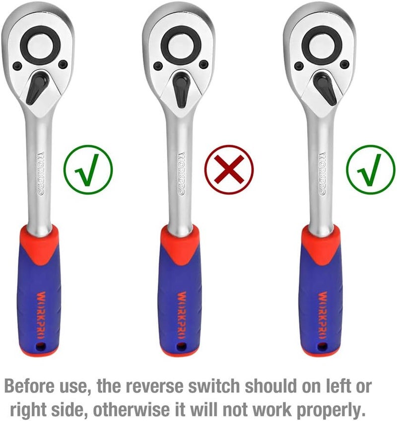 WORKPRO 108-Piece Socket Wrench Set with Reversible Ratchet and Bit Set - Image 4