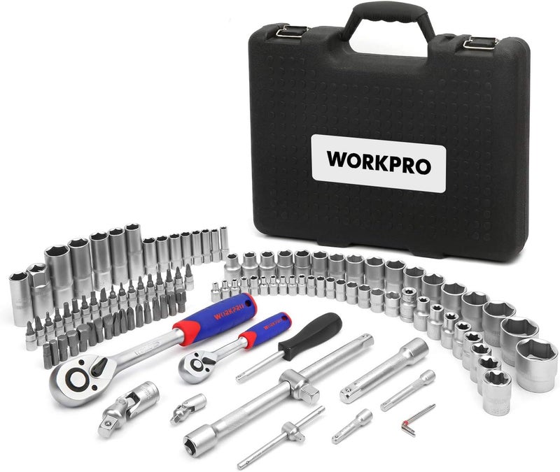 WORKPRO 108-Piece Socket Wrench Set with Reversible Ratchet and Bit Set - Image 2