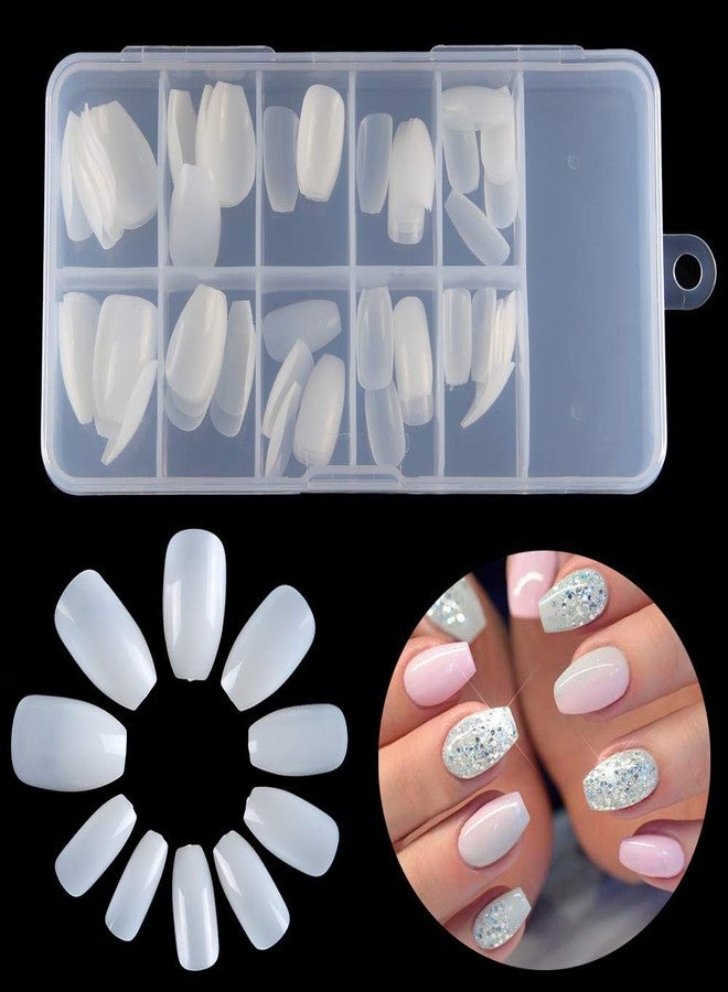 Authentic Store Set Of 100Pc Professional/Personal Reusable French Long Acrylic False Fake Nails White Color DIY Decoration Artificial White Nailart Tip Accessory - Image 1