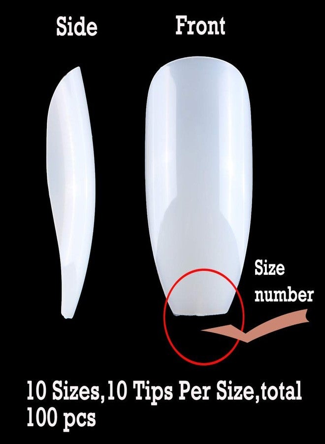 Authentic Store Set Of 100Pc Professional/Personal Reusable French Long Acrylic False Fake Nails White Color DIY Decoration Artificial White Nailart Tip Accessory - Image 3